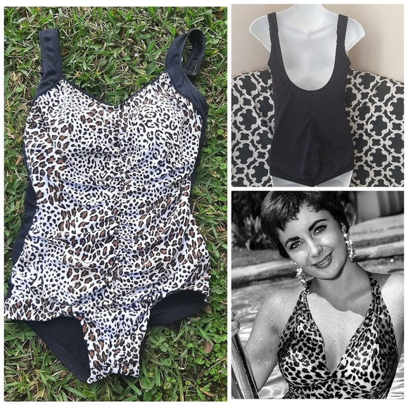 VTG Animal Print Swimsuit Cheetah Leopard 10 - Picture 1 of 8